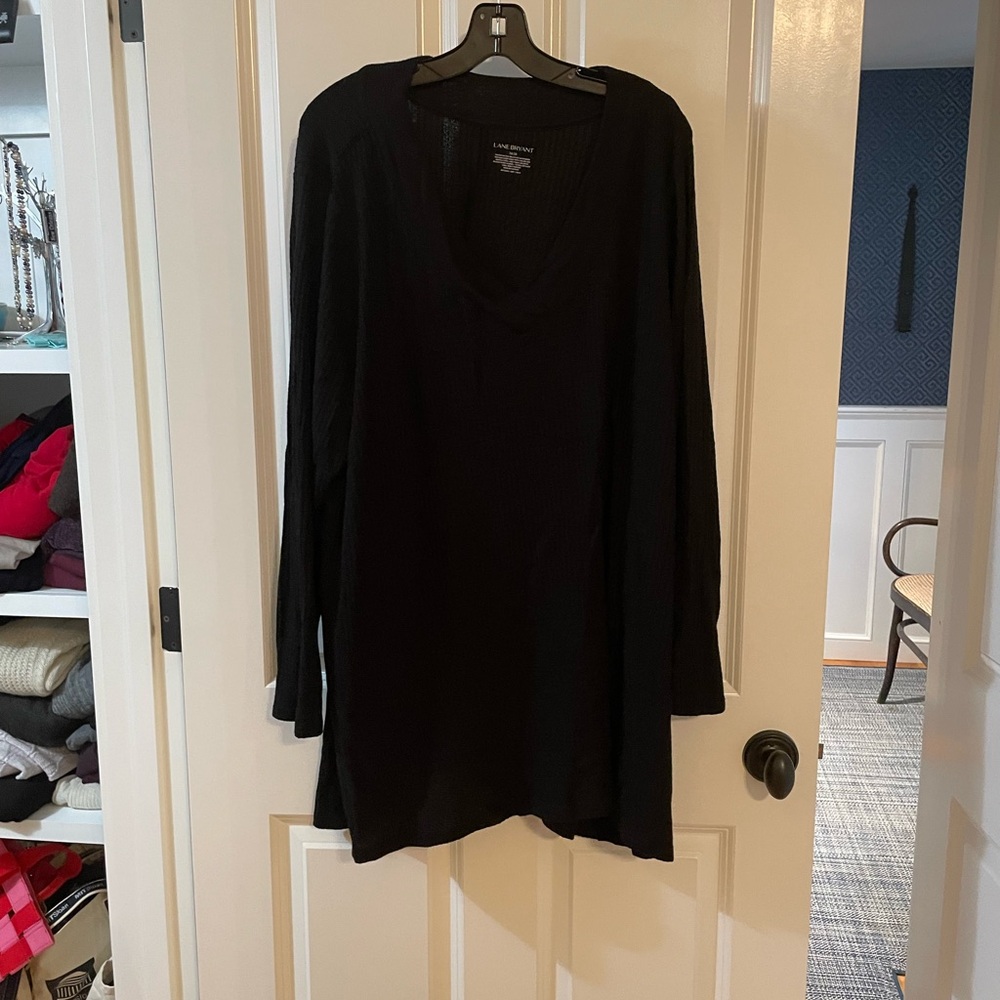 Lane Bryant Black Waffle Knit Shirt